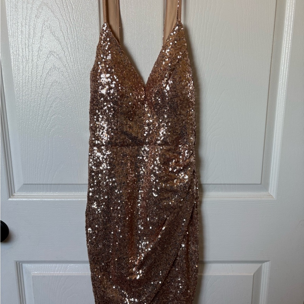 JCPenney Rose Gold Sequin Mini Dress